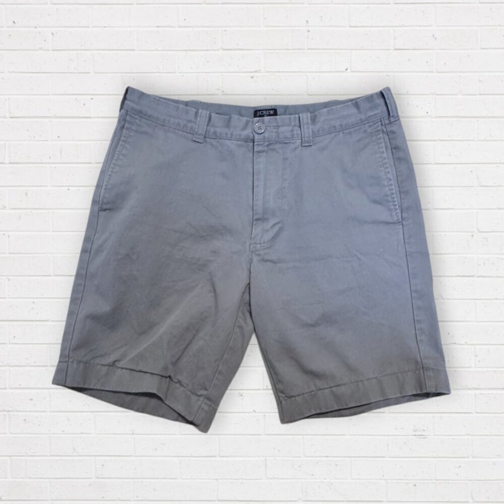 J CREW Factory Mens Gramercy Light Gray Chino Classic Shorts 34